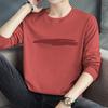 Outono manga comprida camiseta masculina algodão gola redonda top roupas da moda marca na moda algodão undershirt estampado camiseta