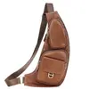 Bolsa de ombro única transversal moderna para viagens e deslocamentos transfronteiriços bolsa de peito de couro Bolsa de peito diagonal masculina de couro genuíno