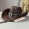 Hebilla de Remache para Cinturón de Piel de Vaca Sombrero Jazz para Hombres y Mujeres Primavera, Verano y Otoño Viajes al Aire Libre Sombrero para el Sol Ala Ancha Sombrero de Vaquero Occidental de Xizang