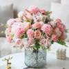 Flor Artificial Ramo Falso Producto Terminado De Alta Gama Flor de Peonía Colorida Estilo Europeo 7 Cabezas Muebles para el Hogar Boda DIY Flor Decorativa
