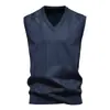 Colete de tricô com ponto trançado, padrão losango, gola V, masculino, para outono e inverno, importado, suéter colete de tricô sem mangas, folgado