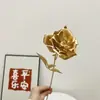 Serie Dorada Plástico Hoja Material Decoración Cubo de la Fortuna Cubo Abrazador Abanico de Ginkgo Hoja Madera Hortensia Eucalipto Día del Festival de Primavera