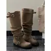 Botas de Caña Alta para Piernas Anchas con Diseño de Nicho, Nuevo Estilo Otoño e Invierno 2026, Botas de Montura Versátiles con Punta Redonda y Caña Alta para Mujer