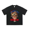 Camiseta Estampada Oversize Street Anime Mangá Roupas Masculinas Mangá Japonês Algodão Solto Manga Curta Masculina e Feminina Transfronteiriça