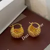 Brincos Femininos Retrô Franceses Tecidos em Forma de Bola Vazada, Dourados e Prateados, Versáteis, Modernos, Brincos para o Dia a Dia, Brincos de Luxo