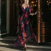 Sitio web independiente transfronterizo europeo y americano 2026 Primavera/Verano Nuevo Vestido de Playa Popular con Estampado y Cuello en V de Cintura Alta para Vacaciones