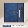 Set de regalo personalizado de cuadernos de negocios con relieve dorado, hebilla con patrón de ventana de piel de oveja, logo y páginas rayadas para reuniones