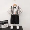 Ropa para Niños al por Mayor Camisas de Manga Corta para Niños Trajes para Niños Nuevas Camisas Rayadas Estilo Hong Kong Overoles Ropa Formal Disfraces de Presentación