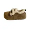 Chinelos de algodão estilo Birkenstock retrô para mulheres, adequados para outono e inverno, novo modelo 2026, forrados com pelúcia, quentes, com detalhe de laço, bico fechado, meia-pantufa, sapatos peludos