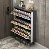 Sapateira fina estilo italiano de luxo leve com porta basculante para entrada de casa, armário de corredor de grande capacidade, estante de sapatos de armazenamento simples e moderna