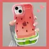 Capa de Celular de Melancia de Verão para Apple 16promax 14 Silicone Transparente 13 Suporte Duplo 15 Criativa Pequena Fresca