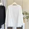 Camiseta de Manga Larga con Retazos de Encaje Estilo Otoño Nuevo para Mujer Gordita Talla Grande Camiseta Básica para Mujer 7922