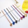 Fabricantes de origen simple acero inoxidable coreano 304 cuchara-pajita creativa transfronteriza titanio chapado mezclador de bebidas pajita