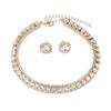 Aretes Cuadrados Europeos y Americanos con Incrustaciones de Diamantes y Collares Juego de Dos Piezas, Aretes Modernos y Elegantes, Juego Versátil de Nicho para Mujeres
