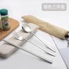 Set de Cubiertos de Acero Inoxidable para Exteriores Estilo Ins-Coreano en Caja, con Cuchara, Tenedor y Palillos en Coloridos Colores Dopamina para la Temporada de Regreso a Clases