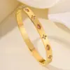 Pulseira de aço titânio feminina versão alta grama da sorte com diamantes coloridos moda europeia e americana não desbota pulseira redonda com diamantes joias atacado