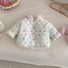 Jaqueta Feminina Acolchoada de Algodão Doce, Bolsos Pequenos Esquerdo e Direito, Casaco Espesso Acolchoado Estiloso de Inverno para Bebê em Formato de Coração, Roupa de Algodão Estilo Coreano Infantil