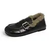 Mocasines Peludos para Mujer 2026 Otoño Invierno Estilo Caliente sin Cordones Suela Suave Cálidos Estilo Coreano Gorros Zapatos de Algodón Zapatos Pequeños de Cuero Peludos