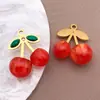 Acero Inoxidable 3D Estéreo Cereza Fresa Rosa Colgante Pequeño Colgante DIY Collar Pulsera Pendientes Accesorios de Joyería