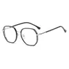 Nuevo Marco de Gafas de Moda Poligonal TR90 Estilo Coreano Retro Artístico Borde Ancho Rosa Cyber Celebrity Marco de Gafas Anti-Luz Azul