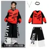 Ropa Moderna para Niños de Street Dance Conjunto de Pantalones con Estampado de Doble Letra Hip-Hop para Niños Disfraz de Percusión Hip-Hop para Niños