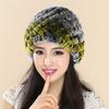 Sombrero de Piña Espiral Hecho de Piel de Conejo Rex, Gorro de Cuero Tejido de Invierno Cálido Engrosado para Mujer, Espiral Engrosado para Personas Mayores