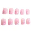 Manicura de Moda Europea y Americana Transfronteriza Más Vendida Dulce Rubor Flor Clásico Francés Cuadrado Corto Uñas Portátiles Venta al por Mayor