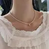 Colar de zircônia cintilante e pérola estilo coreano para mulheres, corrente de clavícula de luxo leve de nicho de alta qualidade, acessório de corrente de pescoço elegante gargantilha