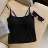 Colete Pequeno Simples de Cor Sólida Inner Sling Almofada de Peito Fixa Slim-fit Curto Bonito Top de Tubo Traseiro Feminino All-match Top Feminino