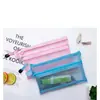 Bolsa de Lápices de Malla Transparente de Doble Capa Bolsa de Almacenamiento Bolsa de Lápices para Examen de Estudiante Caja de Papelería con Capacidad