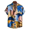 Camisa Havaiana de Manga Curta Transfronteiriça Floral Férias Verão Nova Masculina Casual Secagem Rápida Manga Curta