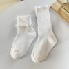 Calcetines Nuevos de Media Caña para Niños Borde de Oreja de Pino Talla Coloridos para Niños Raya Fina de Doble Aguja Marrón Leche Calcetines Apilados