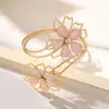 Pulseira de Braço Floral Exagerada Estilo Feriado com Toque de Luxo, Apresentando Flores e Folhas com Efeito de Gotejamento de Óleo, Bracelete Aberto Irregular para Mulheres, Adequado para Usar em Camadas