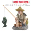 Pescador de Cerâmica Velho Pescando Conjunto Completo Figuras Pequenas Aquário Tanque de Peixes Decoração de Paisagismo Pequenos Enfeites