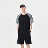 Camiseta de Manga Corta con Bloques de Color de Verano, Pantalones Casuales Rayados, Conjunto de Ropa Deportiva Trendy al Estilo Americano para Exteriores