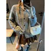 Cardigan de Lã Tricotado com Fios Coloridos, Gola Redonda, Estilo Coreano Solto, Elegante, Novo, Mochie MQ1906