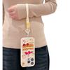 Funda de cuero con dibujos animados de pastel bordado para iPhone 16/15, compatible con Apple 14/13 Pro Max con cordón de 12 pulgadas.