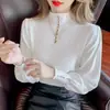 Suéter de punto para mujer con cuello medio alto, elegante capa base para otoño/invierno, nueva colección de punto 2026 con mangas abullonadas