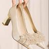Primavera 2025 Nuevos Tacones Altos de Punta para Mujer Tacón de Aguja Zapatos de Novia Moda Zapatos de Una Capa para Mujer Grande Cong