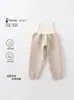 Pantalones Térmicos de Tres Capas para Bebés y Niños Pequeños, Otoño e Invierno, Cintura Alta que Protege la Barriga, Algodón Puro Clase A, con Abertura en la Entrepierna, Pantalones de Algodón para Bebé, Leggings para Recién Nacidos