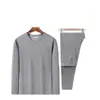 Directo de Fábrica Conjunto Térmico de Polar de Doble Cara para Hombre Auto-Calentable para Personas de Mediana Edad, Camiseta de Cuello Redondo y Pantalones de Otoño