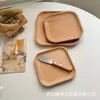 Bandeja de Madera Estilo Madera Natural, Bandeja Redonda de Madera, Plato Pequeño Ovalado de Madera de Haya Estilo Japonés, Plato para Postre de Leche, Plato de Presentación