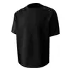 Camiseta Preta de Decote Pequeno e Manga Curta para Homens no Verão Cleanfit Desconstruída com Recortes Casual Cor Lisa Manga Meia-Manga