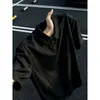 Camisa polo negra de estilo americano con hombros rectos, algodón puro, manga corta, para hombre, fresca y elegante de verano, de alta gama, fresca y transpirable, con cuello de solapa