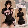 Vestido Qipao Sexy de Seda Inspirado em Borboleta com Mangas Bufantes Estampadas de Botão Uniforme Cosplay Lolita Panda Maid A784