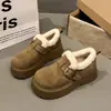 Sapatos Birkenstock de Solado Grosso Aumentadores de Altura Com Pelúcia Quente Femininos Chegada Nova de Inverno Versáteis Super Quentes Sapatos de Neve com Pelo e Pelúcia Tendência