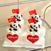 10.1 Decorações de bolo para o Feliz Dia Nacional, eu amo meu país, cartões em formato de coração, figuras de panda acenando bandeiras e toppers de bolo