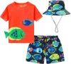 Traje de Banho Infantil Masculino Duas Peças Personalizado Desenho Animado Fofo Proteção Solar Secagem Rápida Calção de Natação Bebê Coreano Bebê Ins