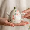 Tetera Pequeña Qinquan de Flor de Durazno Pintada a Mano China de Fábrica Juego de Té Kung Fu Individual de Cerámica de Alta Gama Mini Tetera Tetera Individual para Té
