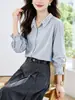 Camisa de Manga Larga con Cuello Calado de Encaje para Mujer, Nueva Moda de Otoño, Versátil Blusa Elegante Holgada de Corte Recto para el Trabajo